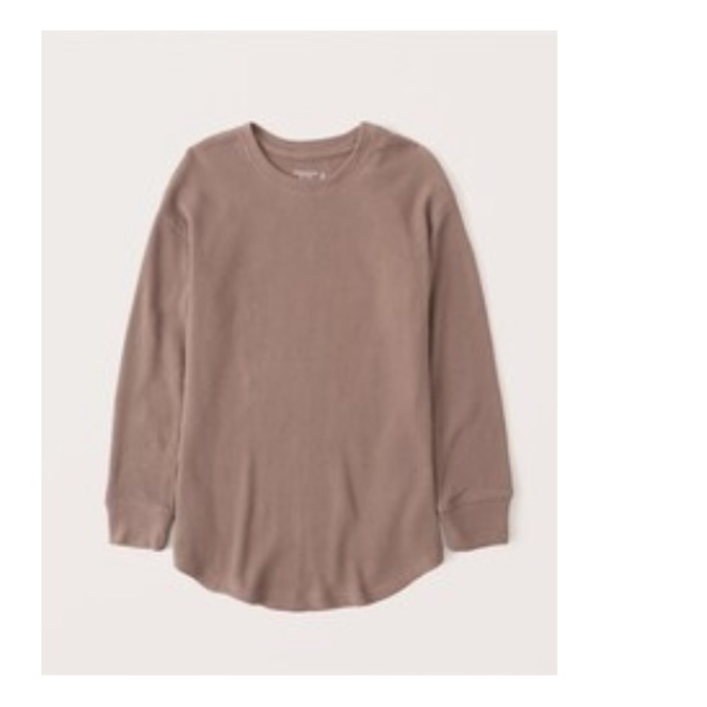 Abercrombie & Fitch | Long-Sleeve Waffle Crew in Deep Taupe | Sz Small